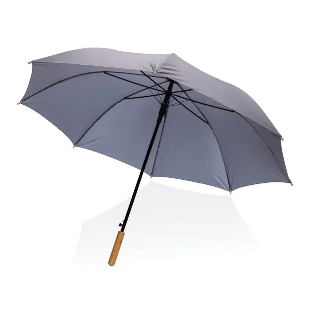  27" Impact AWARE™ RPET 190T auto open bamboo umbrella - XD Collection Anthracite