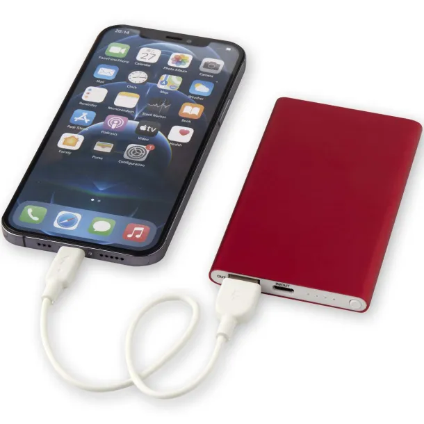 Pep 4000 mAh Type-C recycled aluminium power bank Red