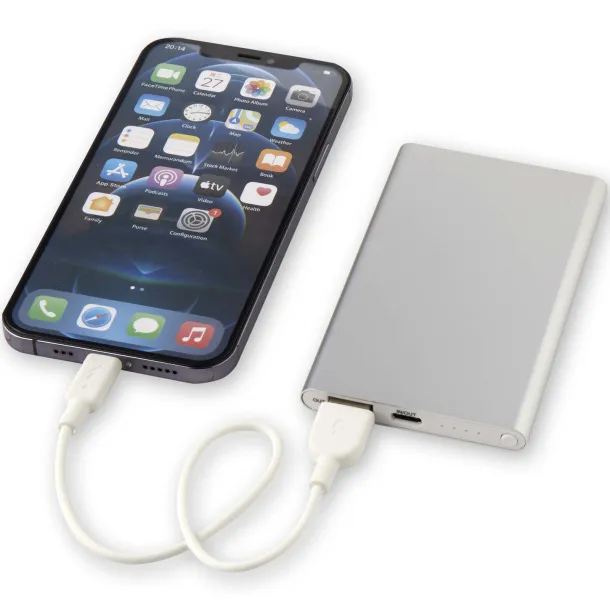 Pep 4000 mAh Type-C recycled aluminium power bank Silver