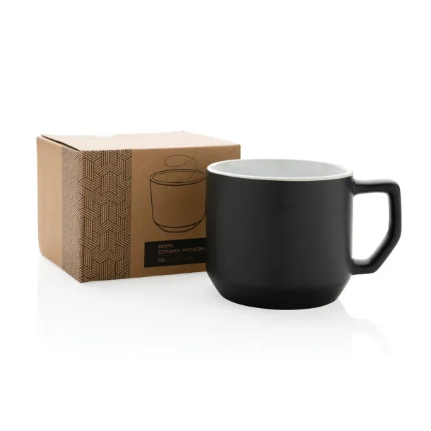  Moderna keramička šalica, 350 ml - XD Collection Crna Bijela
