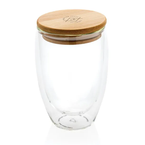  Double wall borosilicate glass with bamboo lid 350ml - XD Collection Transparent 