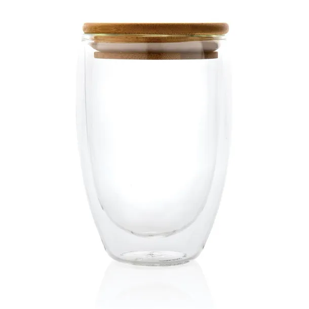  Double wall borosilicate glass with bamboo lid 350ml - XD Collection Transparent 