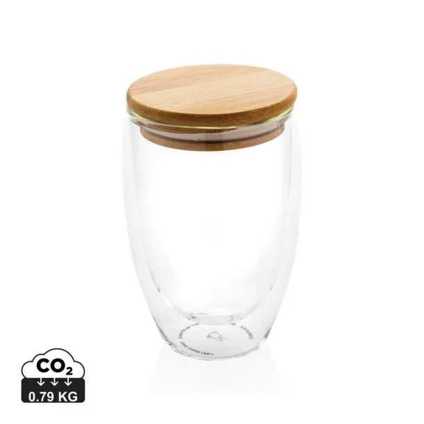  Double wall borosilicate glass with bamboo lid 350ml - XD Collection Transparent 