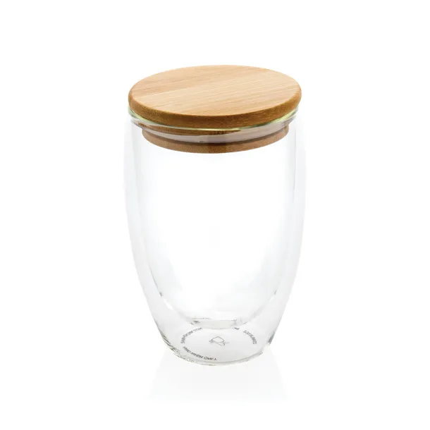  Double wall borosilicate glass with bamboo lid 350ml - XD Collection Transparent 