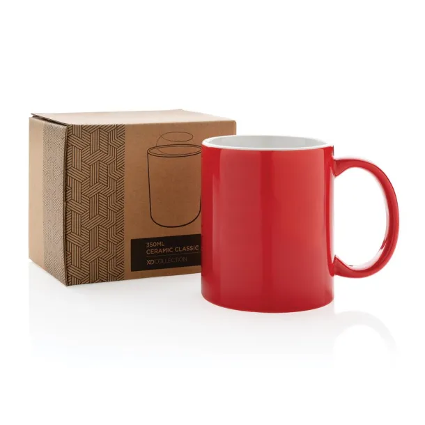  Klasična keramička šalica, 350 ml - XD Collection Crvena