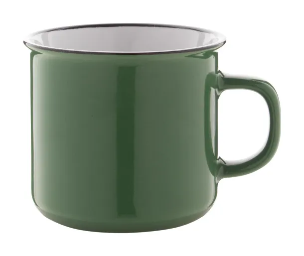 Woodstock vintage mug Dark green White