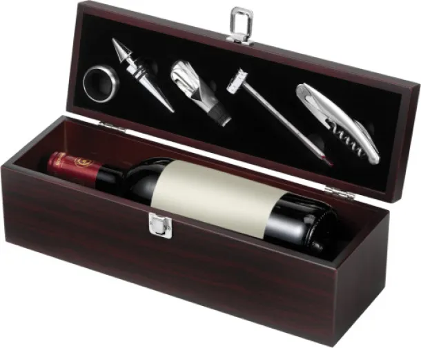 Nikita Wooden wine gift set brown