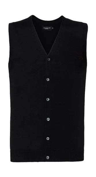  Men's V-Neck Sleeveless Knitted Cardigan - Russell  Black