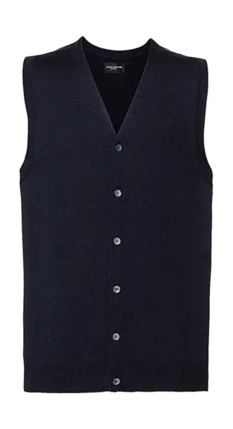  Men's V-Neck Sleeveless Knitted Cardigan - Russell Collection French Navy