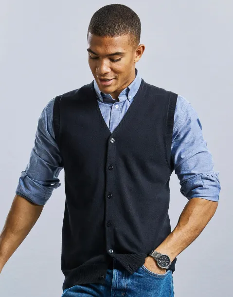  Men's V-Neck Sleeveless Knitted Cardigan - Russell Collection