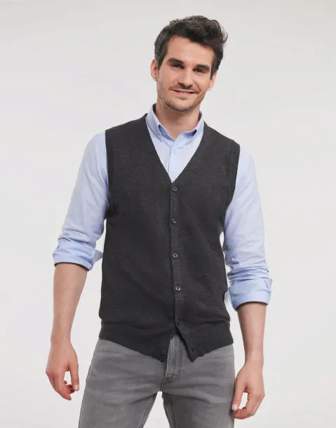  Men's V-Neck Sleeveless Knitted Cardigan - Russell Collection