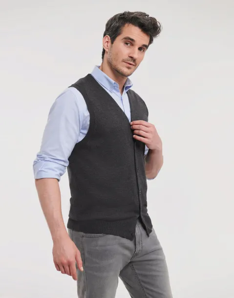  Men's V-Neck Sleeveless Knitted Cardigan - Russell Collection