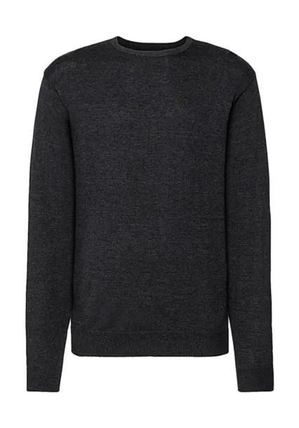  Men's Crew Neck Knitted Pullover - Russell Collection Charcoal Marl