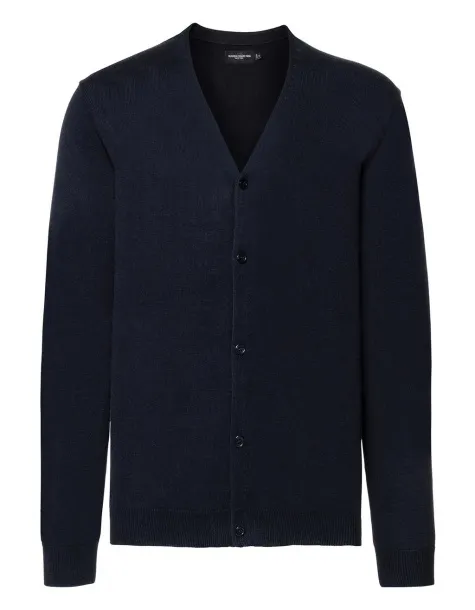  Muški pleteni pulover s V-izrezom i gumbima, 275 g/m² - Russell Collection French Navy