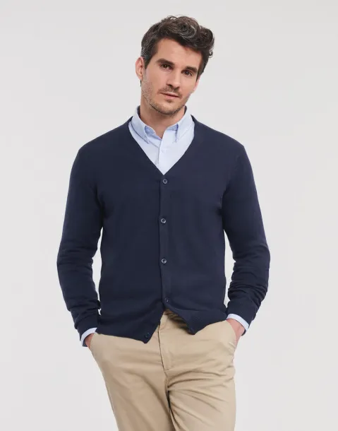  Muški pleteni pulover s V-izrezom i gumbima, 275 g/m² - Russell Collection