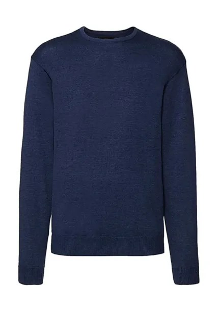  Muški pleteni pulover s okruglim izrezom, 275 g/m² - Russell Collection Denim Marl