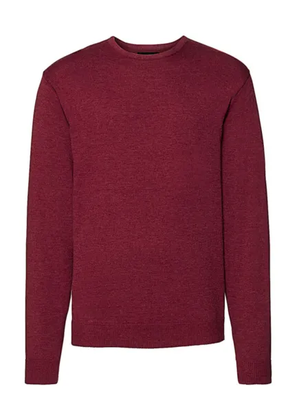  Men's Crew Neck Knitted Pullover - Russell Collection Cranberry Marl