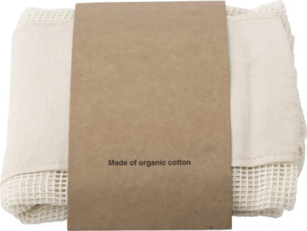 Adele Set of three reusasable cotton mesh produce bags khaki