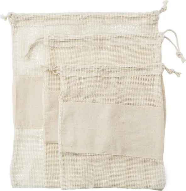 Adele Set of three reusasable cotton mesh produce bags