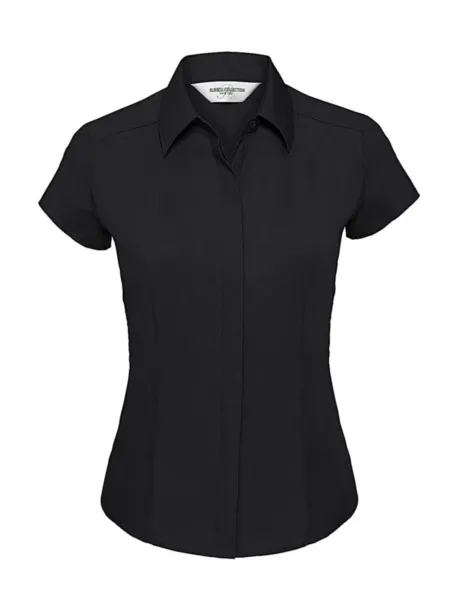  Ladies' Fitted Poplin Shirt - Russell  Black