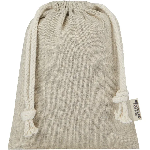 Pheebs 150 g/m² GRS recycled cotton gift bag small 0.5L Heather natural