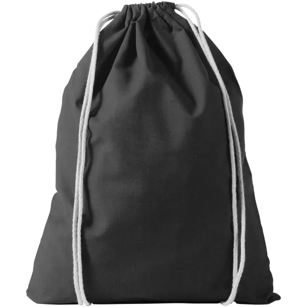 Oregon 100 g/m² cotton drawstring backpack Solid black