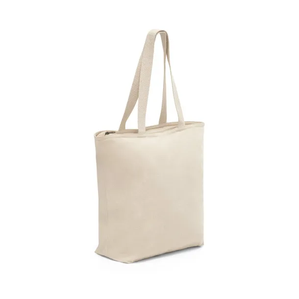 HACKNEY 100% cotton bag with zipper, 280 g/m² Light natural