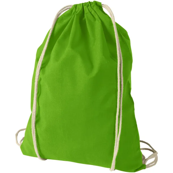 Oregon 100 g/m² cotton drawstring backpack Lime