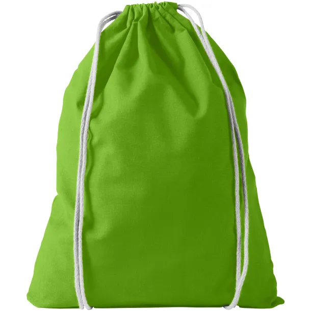 Oregon 100 g/m² cotton drawstring backpack Lime