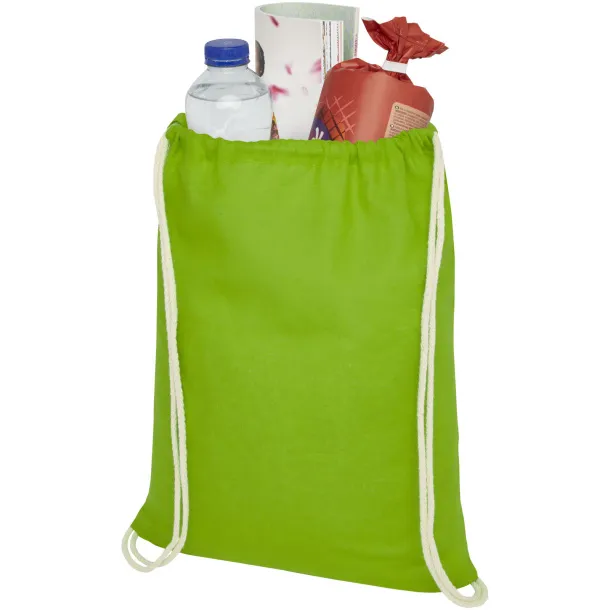 Oregon 100 g/m² cotton drawstring backpack Lime