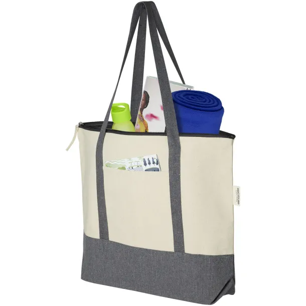 Repose 320 g/m² recycled cotton zippered tote bag 10L Natural Heather grey