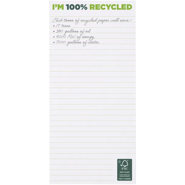 Desk-Mate® 1/3 A4 recycled notepad - Unbranded White