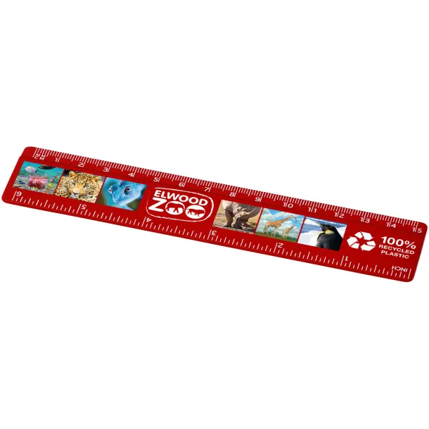 Refari 15 cm recycled plastic ruler Red