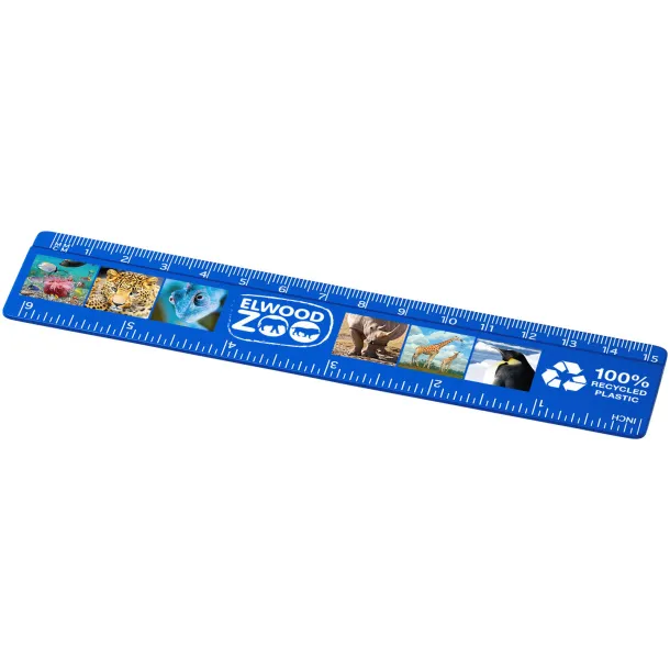 Refari 15 cm recycled plastic ruler Blue