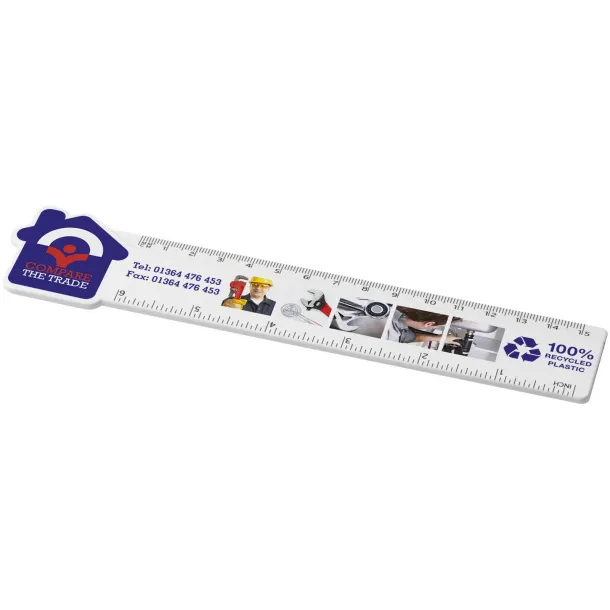 Tait 15 cm house-shaped recycled plastic ruler - Unbranded White