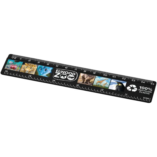 Refari 15 cm recycled plastic ruler Solid black