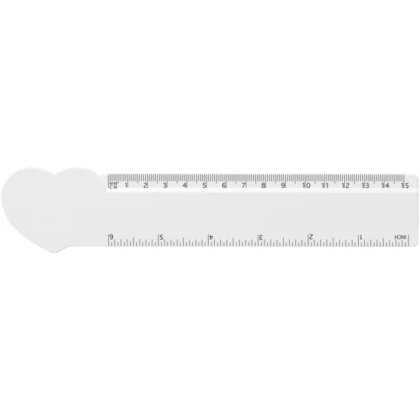 Tait 15 cm heart-shaped recycled plastic ruler - Unbranded White