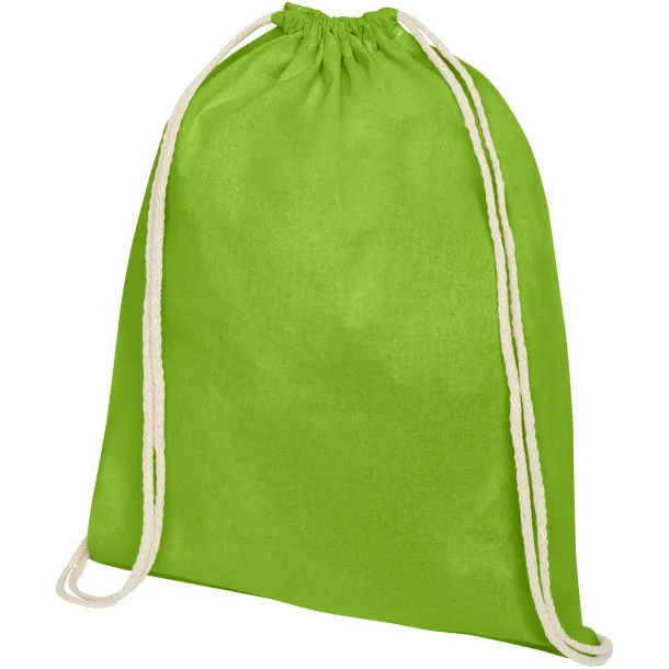 Oregon 140 g/m² cotton drawstring backpack Lime