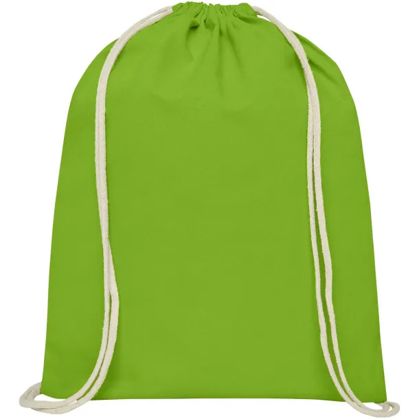 Oregon 140 g/m² cotton drawstring backpack Lime