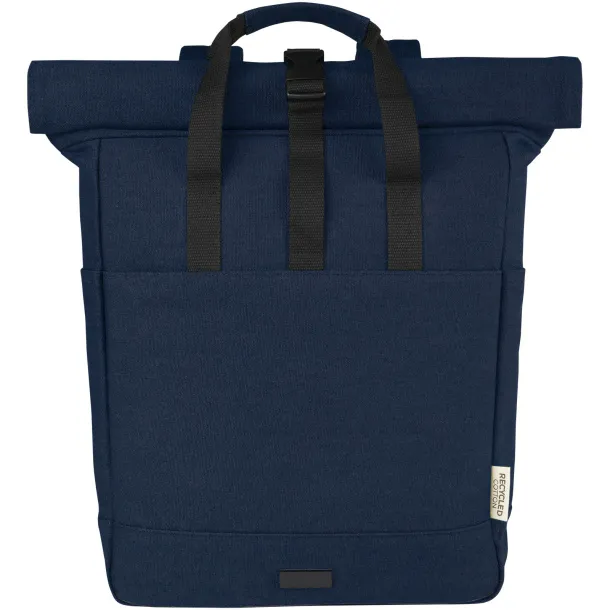 Joey 15” GRS recycled canvas rolltop laptop backpack 15L Navy Blue