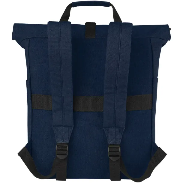 Joey 15” GRS recycled canvas rolltop laptop backpack 15L Navy Blue