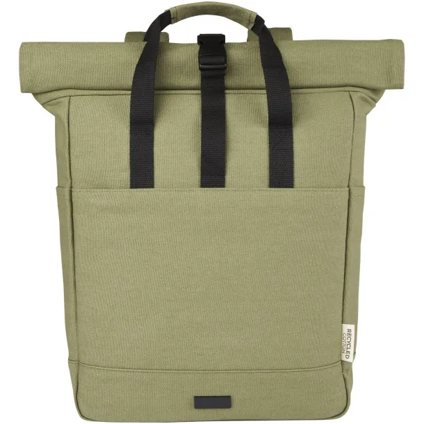Joey 15” GRS recycled canvas rolltop laptop backpack 15L Maslinasta