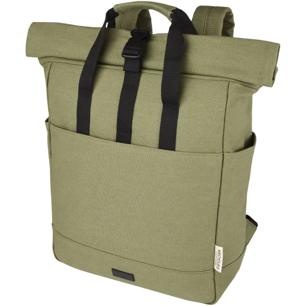 Joey 15” GRS recycled canvas rolltop laptop backpack 15L Olive