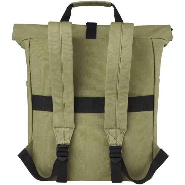 Joey 15” GRS recycled canvas rolltop laptop backpack 15L Olive