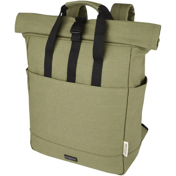 Joey 15” GRS recycled canvas rolltop laptop backpack 15L - Unbranded Olive