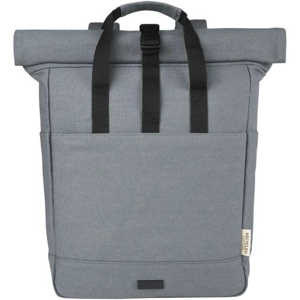 Joey 15” GRS recycled canvas rolltop laptop backpack 15L Grey