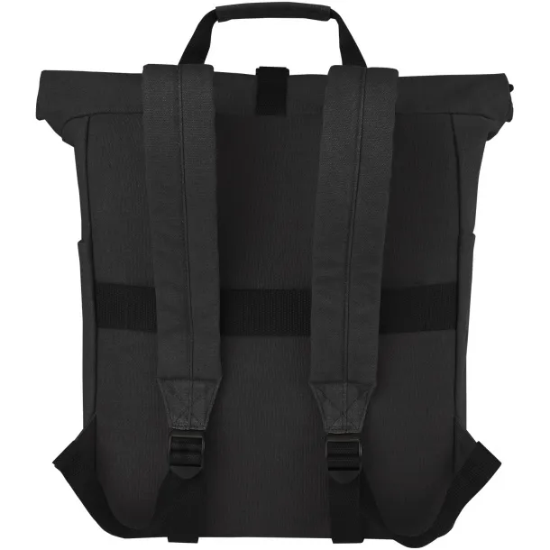 Joey 15” GRS recycled canvas rolltop laptop backpack 15L Solid black