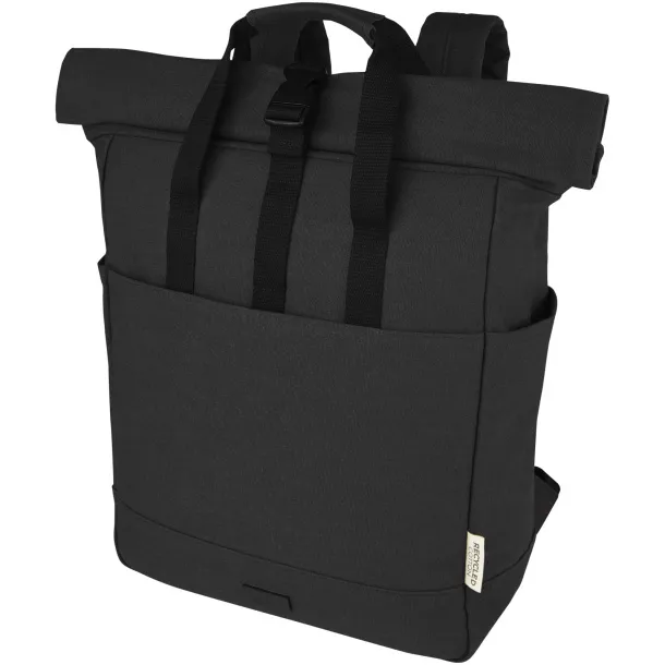 Joey 15” GRS ruksak za prijenosno računalo od recikliranog platna 15L - Unbranded Solid black