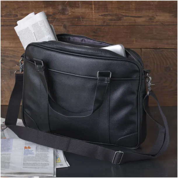 Oxford 15.6" slim laptop briefcase - Avenue Solid black