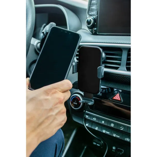 Skyler Mobile phone holder for car, wireless charger 15W Crna